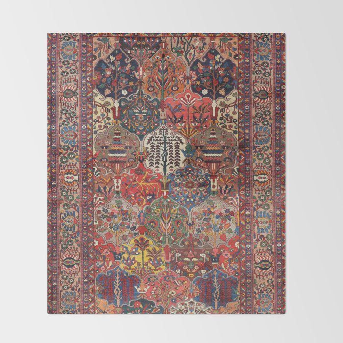 Antique Bakhtiari Oriental Jewel Persian Carpet Throw Blanket Gallery Image 2
