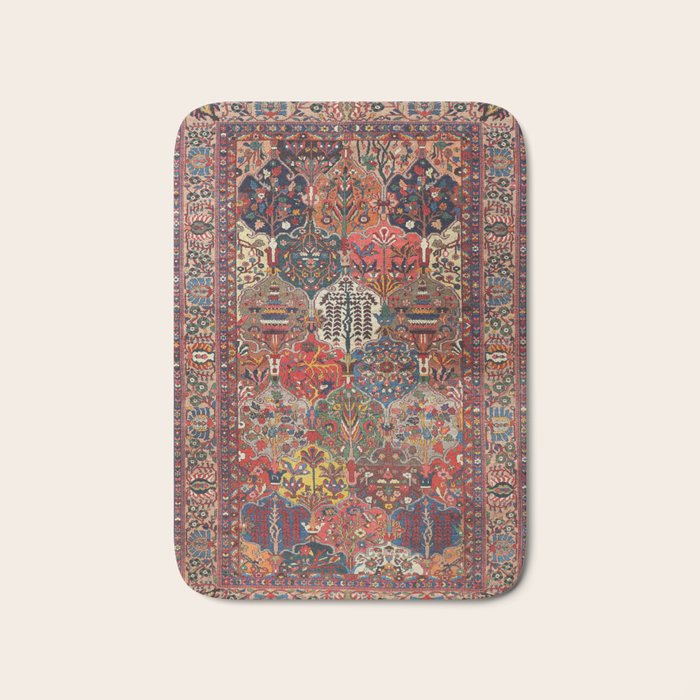 Antique Bakhtiari Oriental Jewel Persian Carpet Bath Mat Gallery Image 1