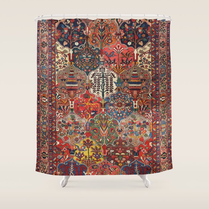 Antique Bakhtiari Oriental Jewel Persian Carpet Shower Curtain Gallery Image 1