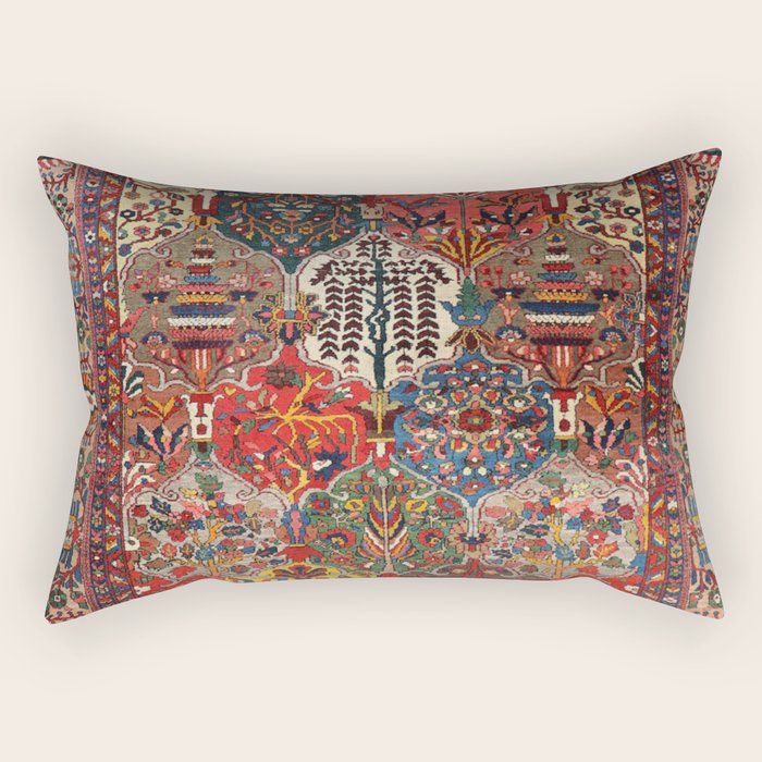 Antique Bakhtiari Oriental Jewel Persian Carpet Rectangular Pillow Gallery Image 2