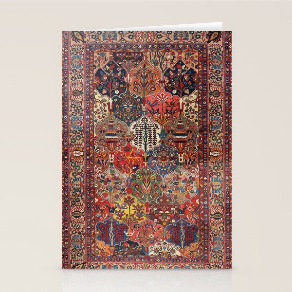 Antique Bakhtiari Oriental Jewel Persian Carpet Stationery Card Gallery Image 1