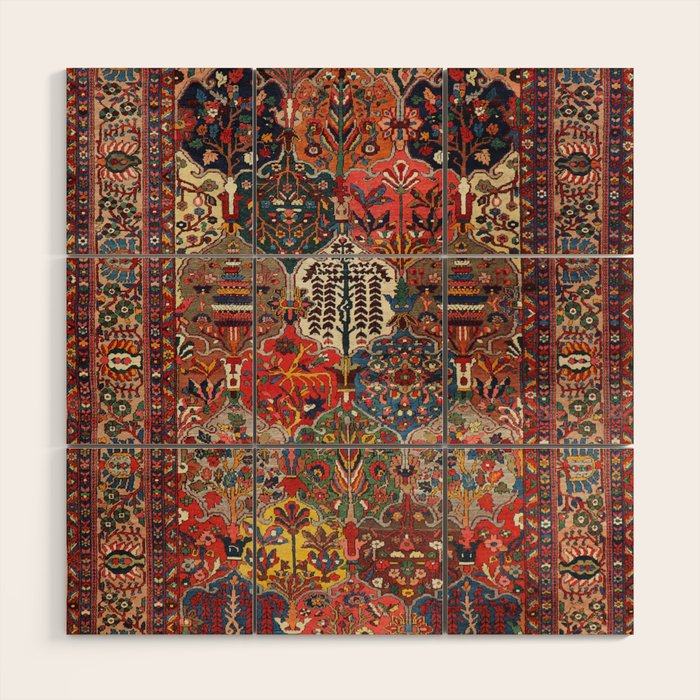 Antique Bakhtiari Oriental Jewel Persian Carpet Wood Wall Art Gallery Image 1