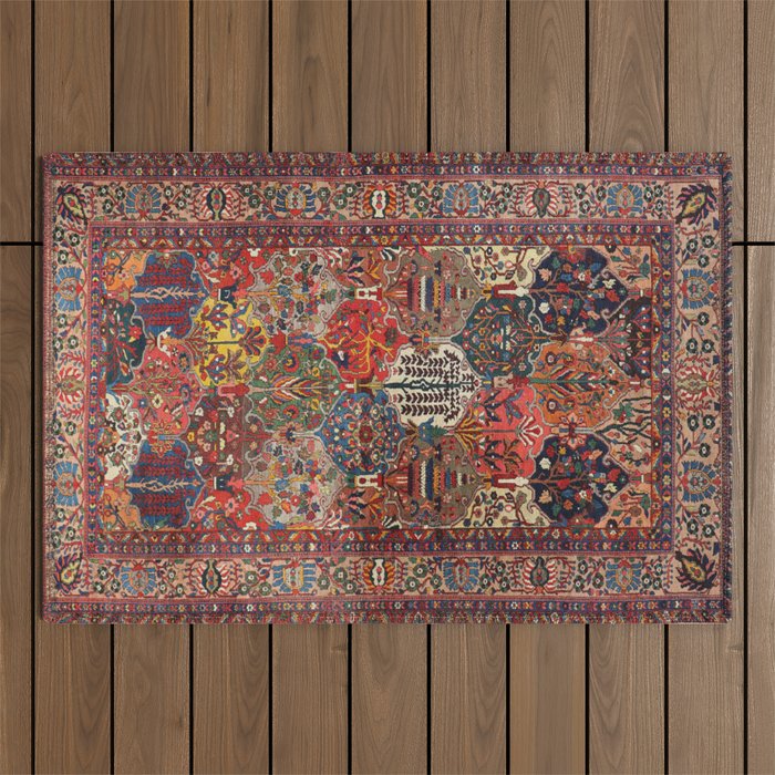 Antique Bakhtiari Oriental Jewel Persian Carpet Outdoor Rug Gallery Image 1