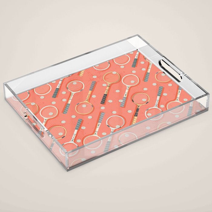 Retro Tennis on Clay Acrylic Tray Gallery Image 1