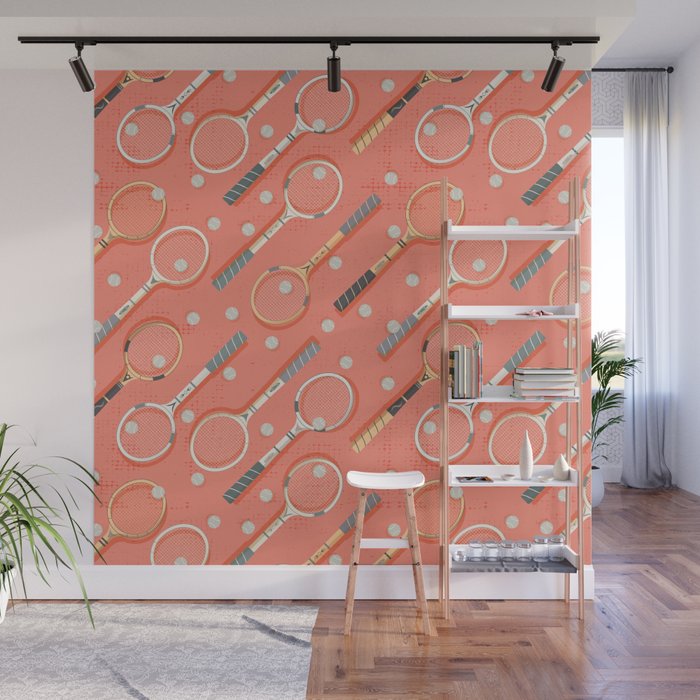 Retro Tennis on Clay Wall Mural Gallery Image 1