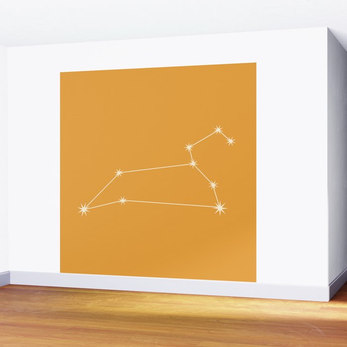 Leo Zodiac Star Constellation Line Art Peach Orange Wall Mural Gallery Image 2