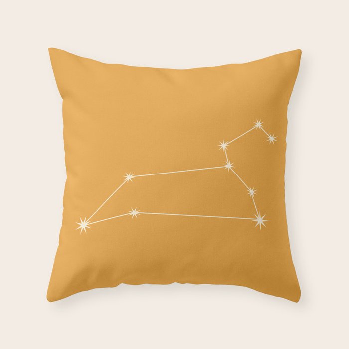 Leo Zodiac Star Constellation Line Art Peach Orange Throw Pillow Gallery Image 6