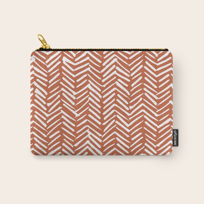 Boho, Abstract, Herringbone, Pattern, Terracotta Carry All Pouch Gallery Image 1