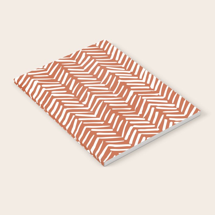 Boho, Abstract, Herringbone, Pattern, Terracotta Notebook Gallery Image 1
