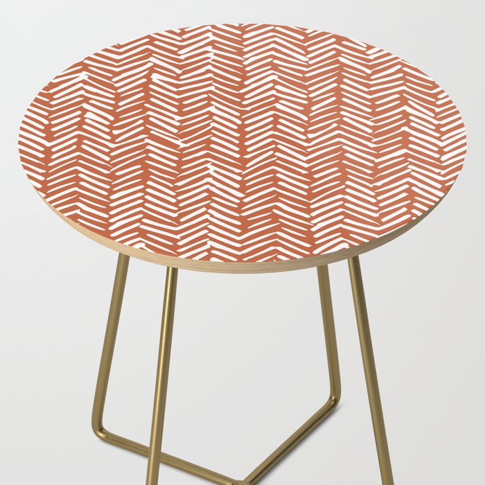 Boho, Abstract, Herringbone, Pattern, Terracotta Side Table Gallery Image 2