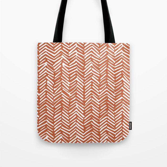 Boho, Abstract, Herringbone, Pattern, Terracotta Tote Bag Gallery Image 1