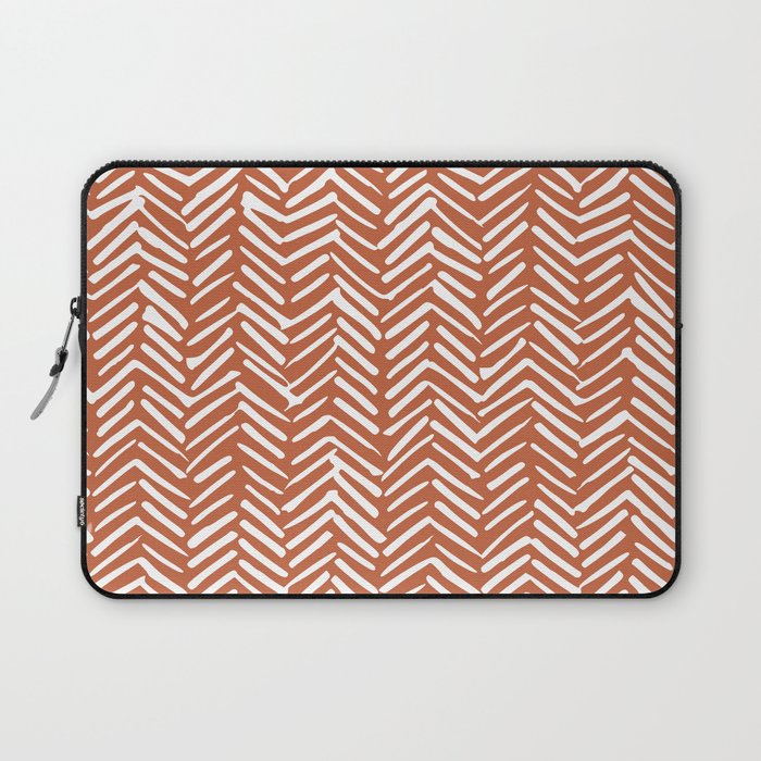 Boho, Abstract, Herringbone, Pattern, Terracotta Laptop Sleeve Gallery Image 1