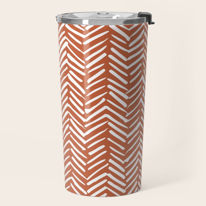 Boho, Abstract, Herringbone, Pattern, Terracotta Travel Mug Gallery Image 2