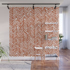 Boho, Abstract, Herringbone, Pattern, Terracotta Wall Mural Gallery Image 1
