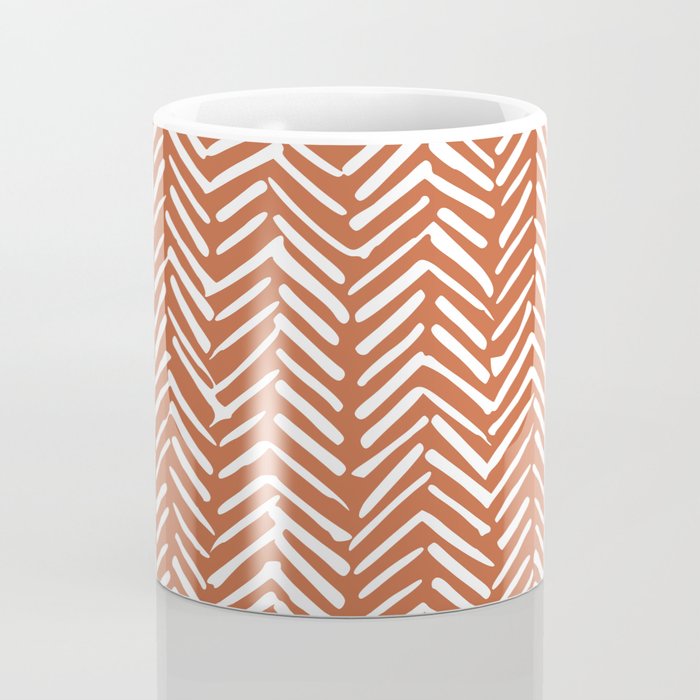 Boho, Abstract, Herringbone, Pattern, Terracotta Coffee Mug Gallery Image 4