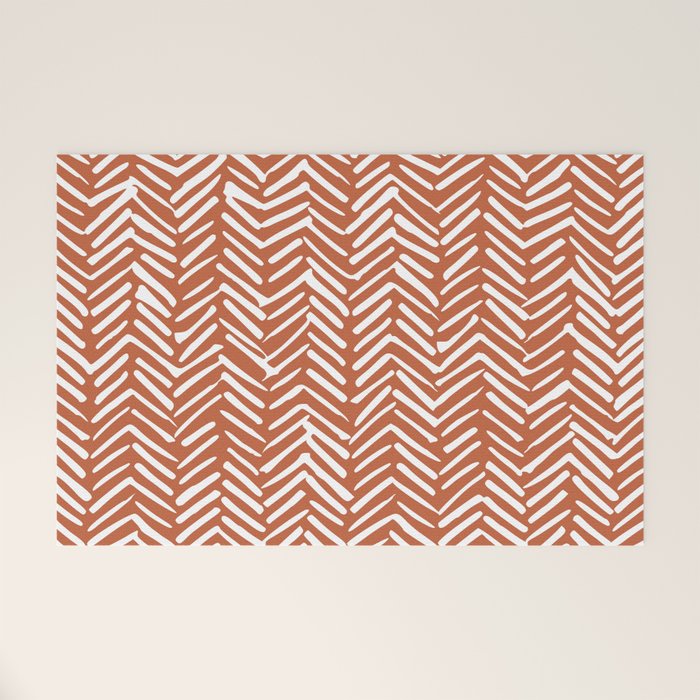 Boho, Abstract, Herringbone, Pattern, Terracotta Welcome Mat Gallery Image 1
