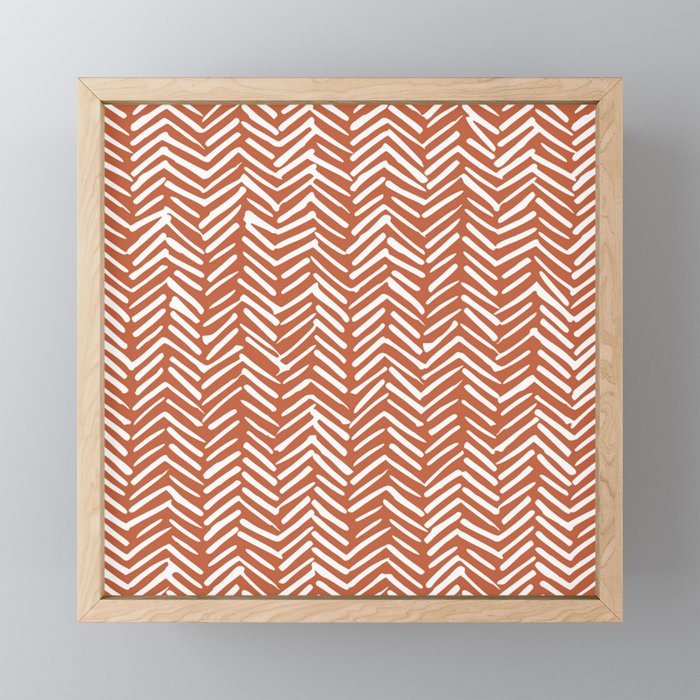 Boho, Abstract, Herringbone, Pattern, Terracotta Mini Art Print Gallery Image 1
