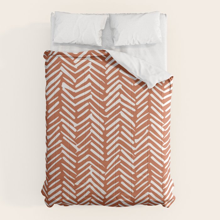 Boho, Abstract, Herringbone, Pattern, Terracotta Comforter Gallery Image 6