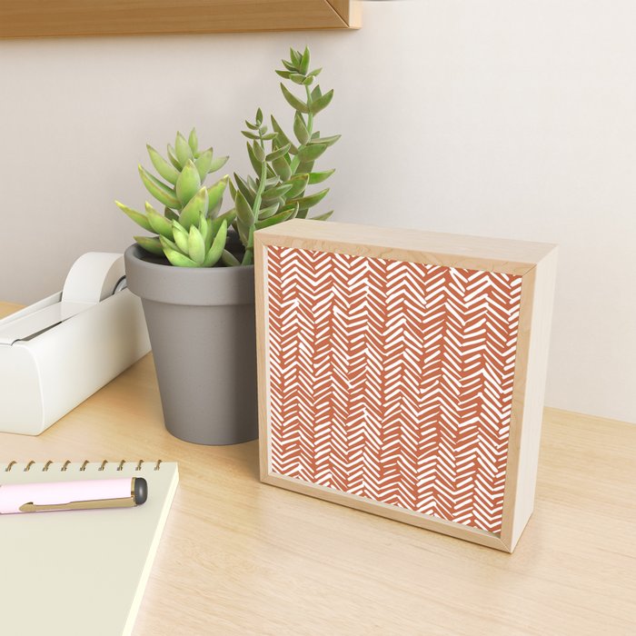 Boho, Abstract, Herringbone, Pattern, Terracotta Mini Art Print Gallery Image 2