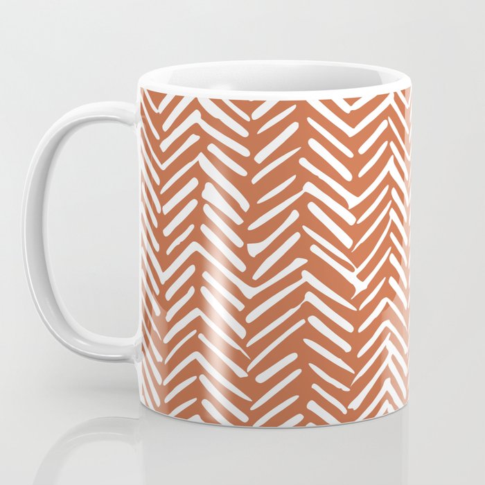 Boho, Abstract, Herringbone, Pattern, Terracotta Coffee Mug Gallery Image 3