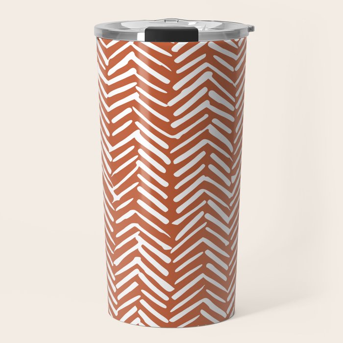 Boho, Abstract, Herringbone, Pattern, Terracotta Travel Mug Gallery Image 1