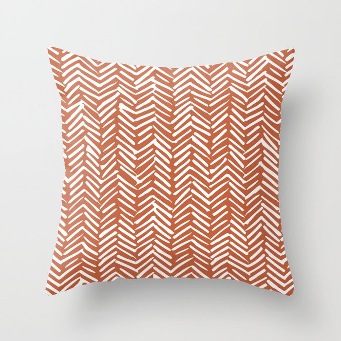 Boho, Abstract, Herringbone, Pattern, Terracotta Throw Pillow Gallery Image 1