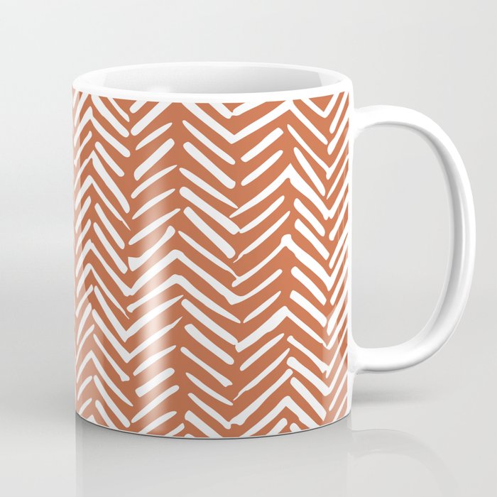 Boho, Abstract, Herringbone, Pattern, Terracotta Coffee Mug Gallery Image 1