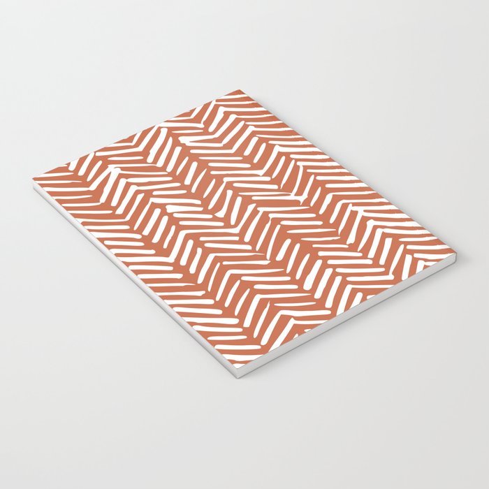 Boho, Abstract, Herringbone, Pattern, Terracotta Notebook Gallery Image 3