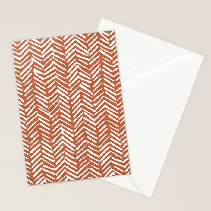 Boho, Abstract, Herringbone, Pattern, Terracotta Stationery Card Gallery Image 2