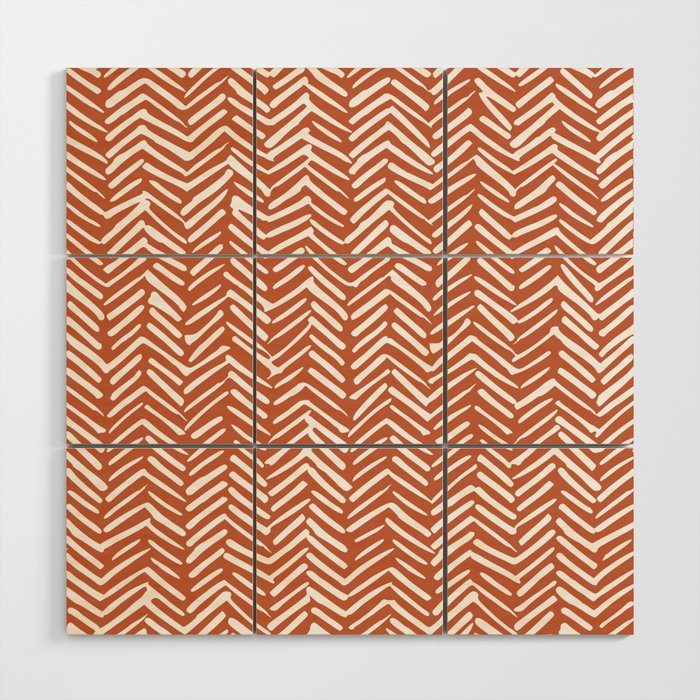 Boho, Abstract, Herringbone, Pattern, Terracotta Wood Wall Art Gallery Image 1