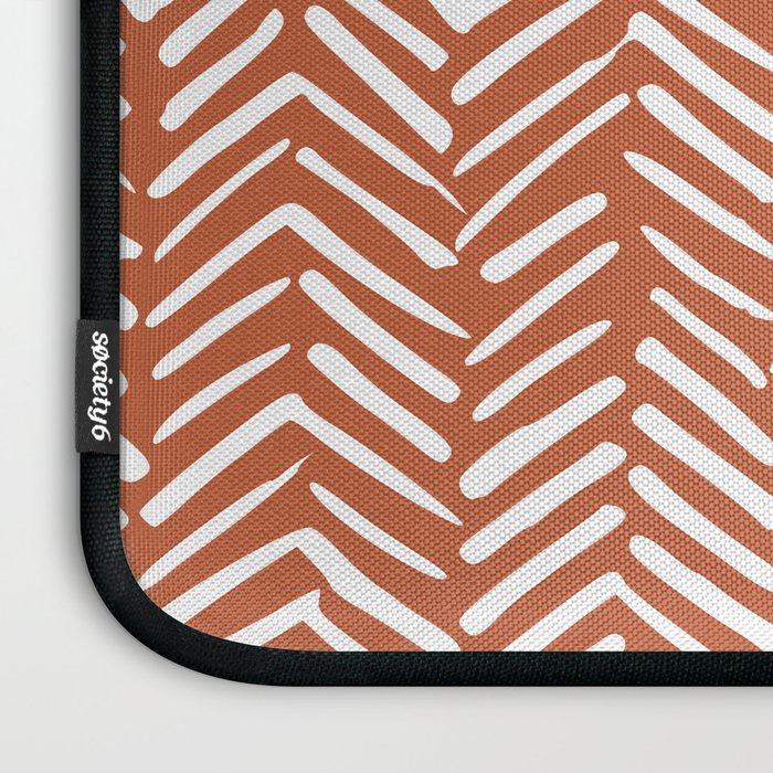 Boho, Abstract, Herringbone, Pattern, Terracotta Laptop Sleeve Gallery Image 3