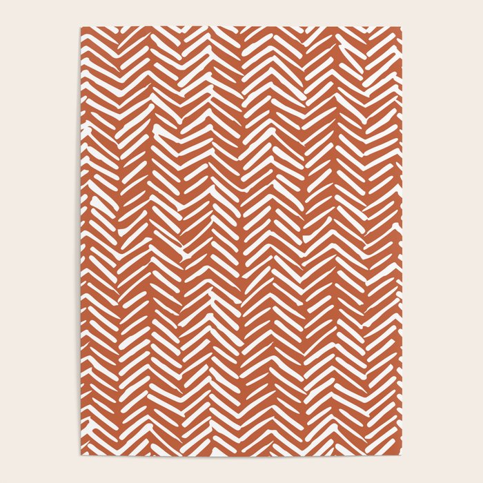 Boho, Abstract, Herringbone, Pattern, Terracotta Poster Gallery Image 4