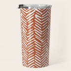 Boho, Abstract, Herringbone, Pattern, Terracotta Travel Mug Gallery Image 3