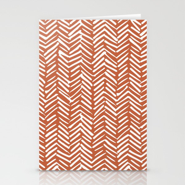 Boho, Abstract, Herringbone, Pattern, Terracotta Stationery Card Gallery Image 1
