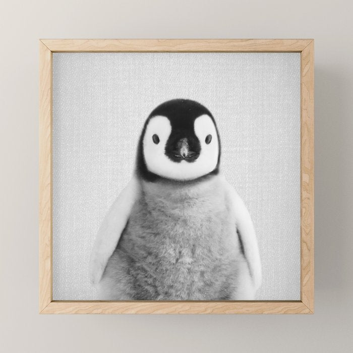 Baby Penguin - Black & White Mini Art Print Gallery Image 1