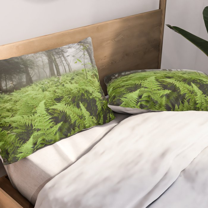 Fern Prairie Nature Forest Photography Pillow Sham Gallery Image 2