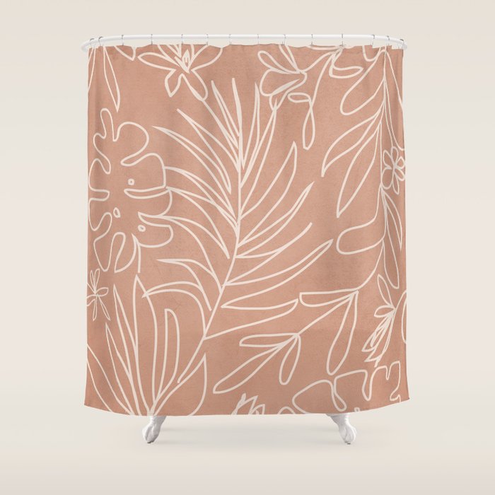 Engraved Tropical Line Shower Curtain Gallery Image 1