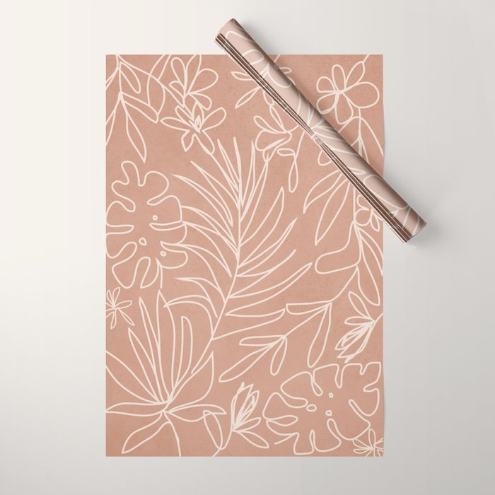 Engraved Tropical Line Wrapping Paper Gallery Image 1