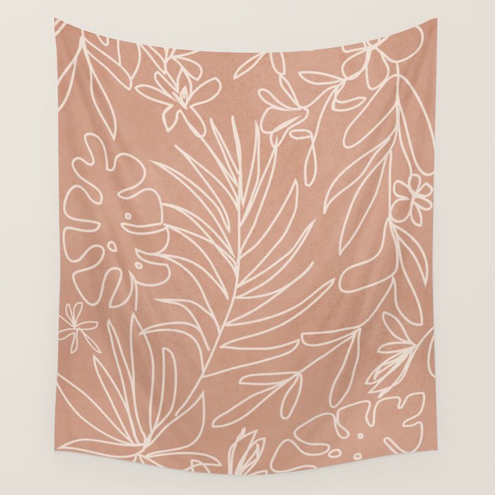 Engraved Tropical Line Wall Tapestry Gallery Image 1