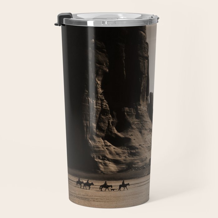 Canyon de Chelly - Chinle, Arizona - Navajo Indians on Horseback by Edward Curtis Travel Mug Gallery Image 3
