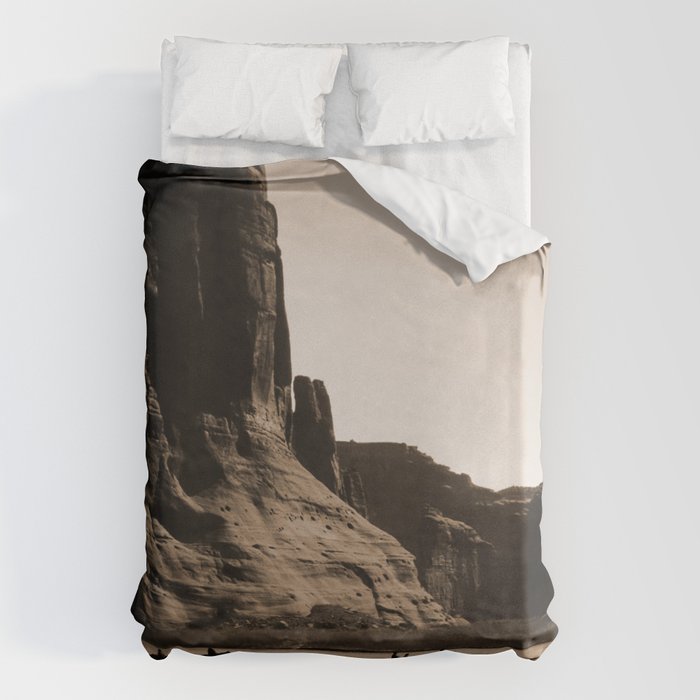 Canyon de Chelly - Chinle, Arizona - Navajo Indians on Horseback by Edward Curtis Duvet Cover Gallery Image 6