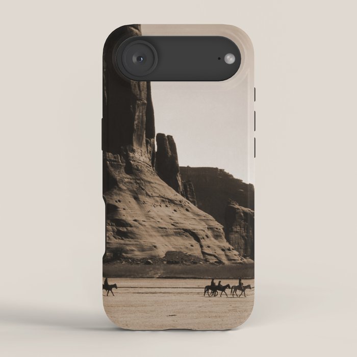 Canyon de Chelly - Chinle, Arizona - Navajo Indians on Horseback by Edward Curtis iPhone Case Gallery Image 2