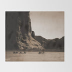 Canyon de Chelly - Chinle, Arizona - Navajo Indians on Horseback by Edward Curtis Throw Blanket Gallery Image 2