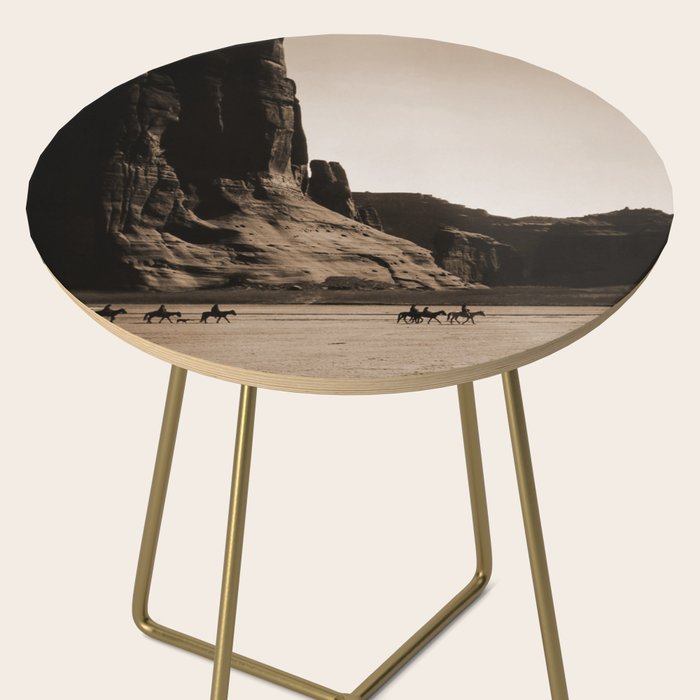 Canyon de Chelly - Chinle, Arizona - Navajo Indians on Horseback by Edward Curtis Side Table Gallery Image 2
