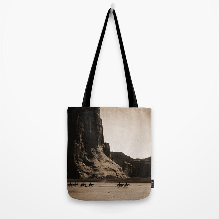 Canyon de Chelly - Chinle, Arizona - Navajo Indians on Horseback by Edward Curtis Tote Bag Gallery Image 2