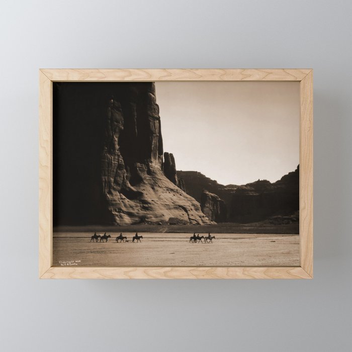 Canyon de Chelly - Chinle, Arizona - Navajo Indians on Horseback by Edward Curtis Mini Art Print Gallery Image 1
