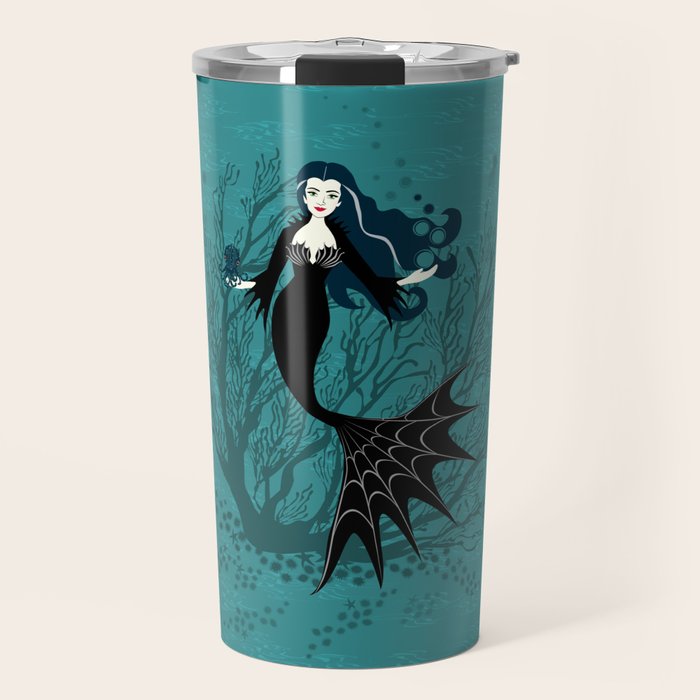 Vampire Mermaid on Aqua Travel Mug Gallery Image 1