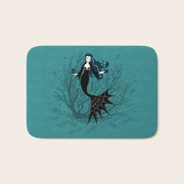 Vampire Mermaid on Aqua Bath Mat Gallery Image 1