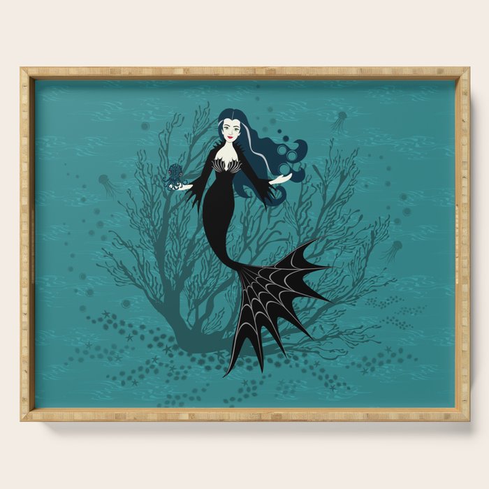 Vampire Mermaid on Aqua Serving Tray Gallery Image 1