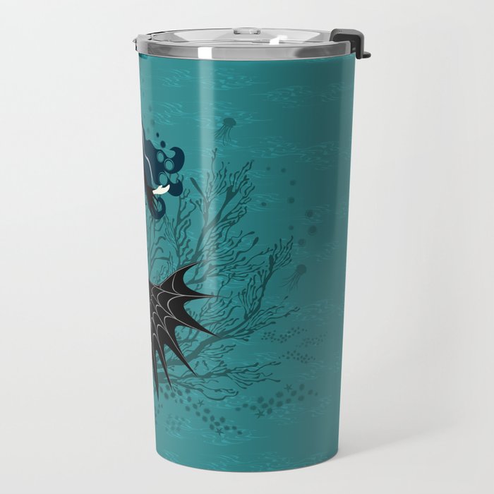 Vampire Mermaid on Aqua Travel Mug Gallery Image 2